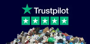 Logo de trustpilot encima de un montón de basura